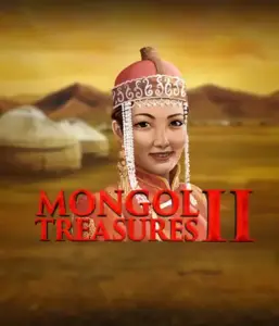 Explore the vibrant history of Mongolia with Mongol Treasures 2 slot by Endorphina, featuring a beautiful Mongolian woman dressed in traditional attire against a sunset-lit Mongolian steppe backdrop. This image portrays the essence of Mongolian history, delivering a unique cultural journey. 